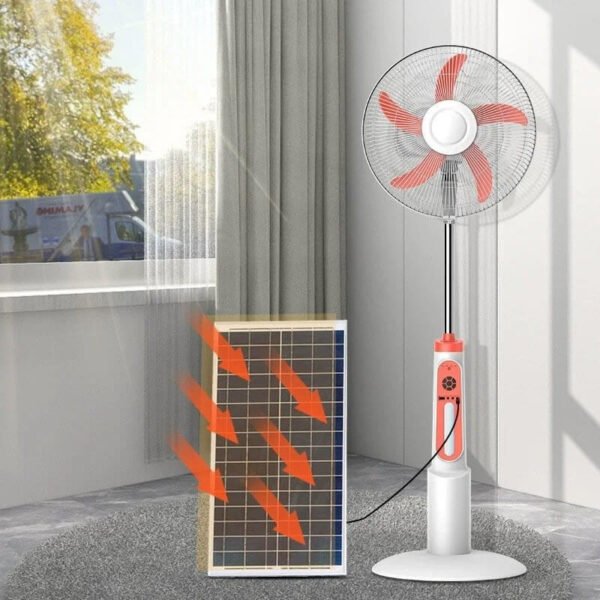 Ventilador Con Panel Solar Recargable Electrico 16 Pulgadas