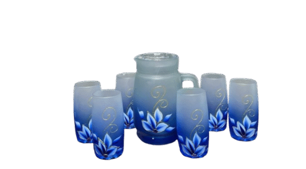 Juego De Jarra y Vasos De Vidrio Floral